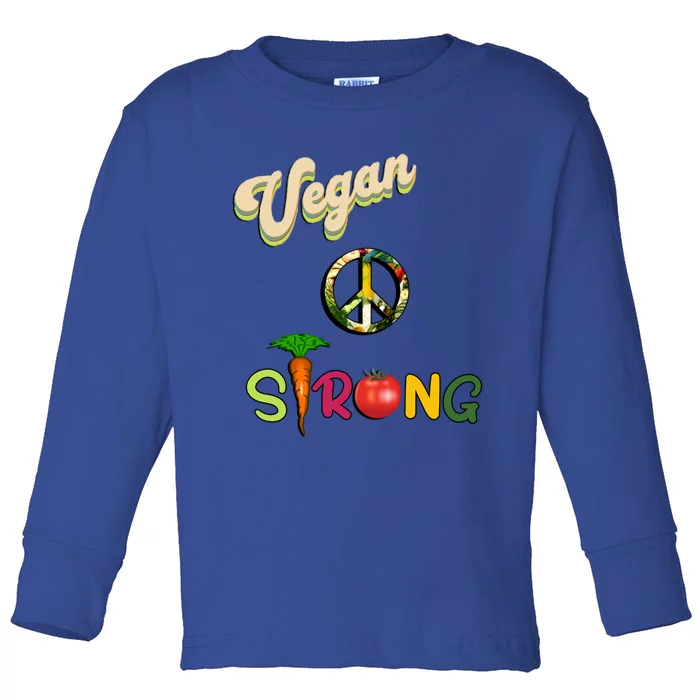 Vegan Strong Design Funny Retro Vegetarian Funny Gift Toddler Long Sleeve Shirt