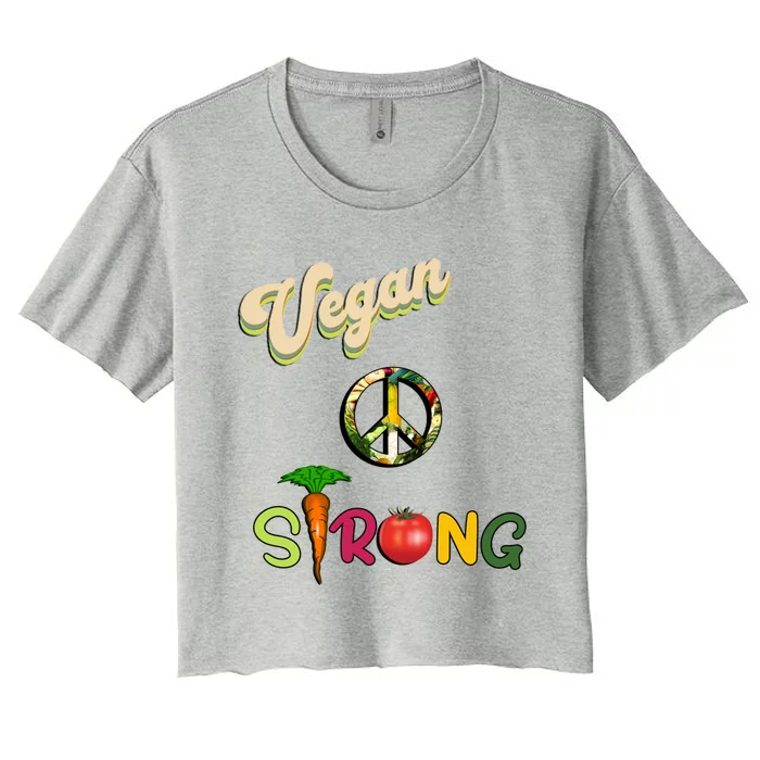 Vegan Strong Design Funny Retro Vegetarian Funny Gift Women's Crop Top Tee