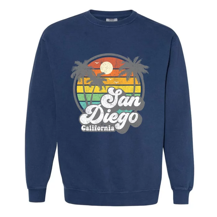 Vintage San Diego Beach California Surfing Retro Surf Gift Garment-Dyed Sweatshirt