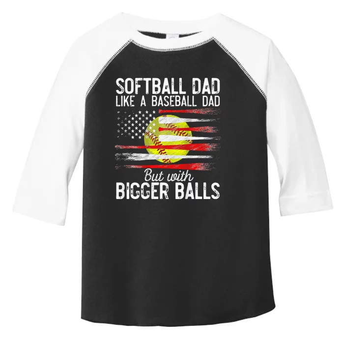 Vintage Softball Dad Like A Baseball Dad US Flag Fathers Day Toddler Fine Jersey T-Shirt