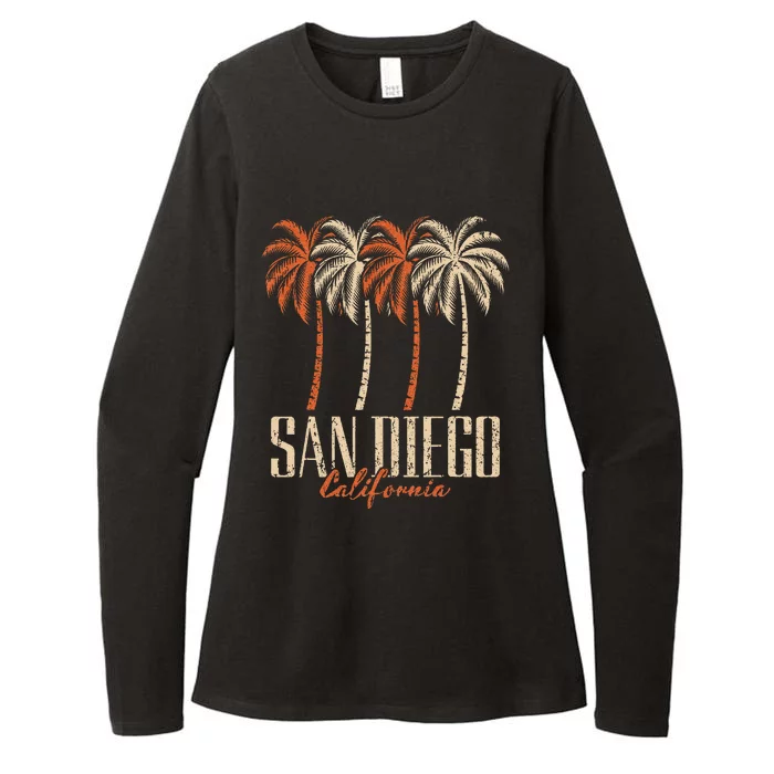 Vintage San Diego California Palm Trees Retro Womens CVC Long Sleeve Shirt