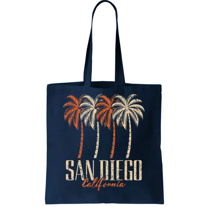 Vintage San Diego California Palm Trees Retro Tote Bag