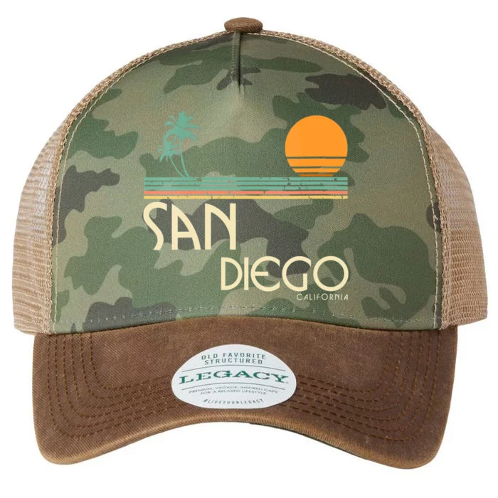 Vintage San Diego California Sunset Palms Legacy Tie Dye Trucker Hat