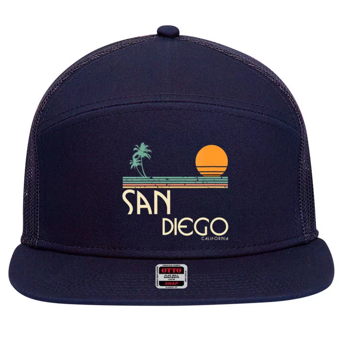 Vintage San Diego California Sunset Palms 7 Panel Mesh Trucker Snapback Hat