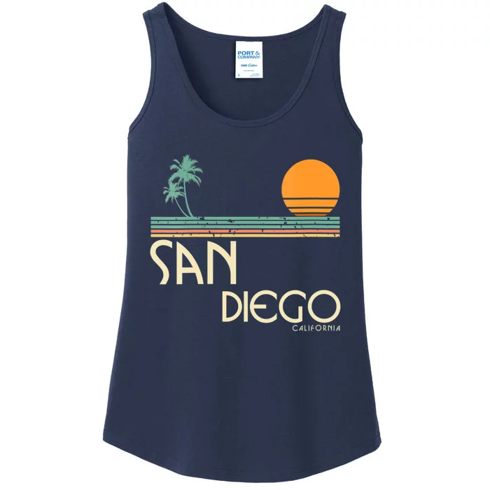 Vintage San Diego California Sunset Palms Ladies Essential Tank