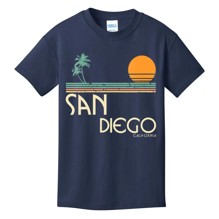 Vintage San Diego California Sunset Palms Kids T-Shirt