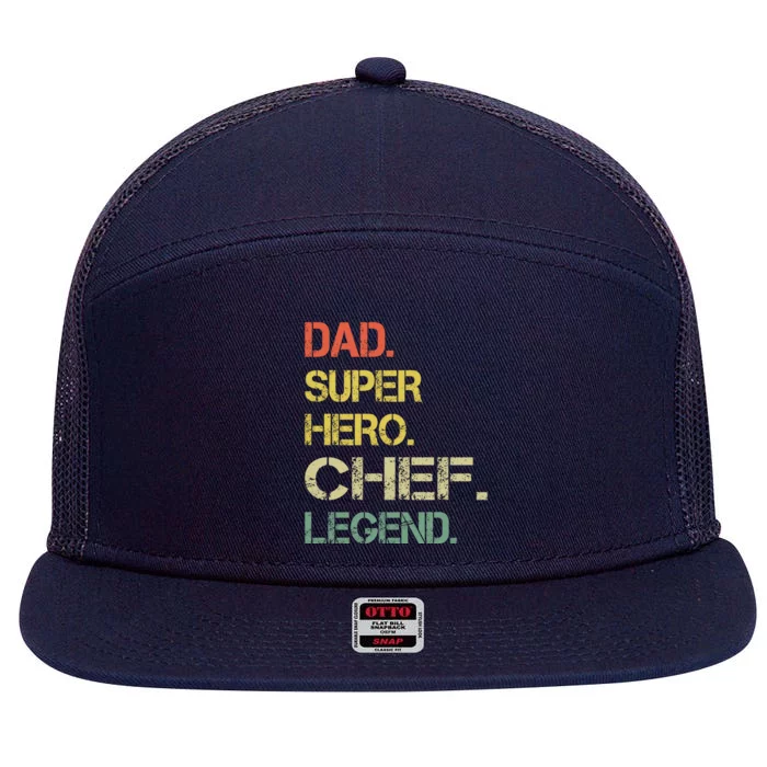 Vintage Style Dad Hero Chef Legend Fathers Day Funny Gift 7 Panel Mesh Trucker Snapback Hat