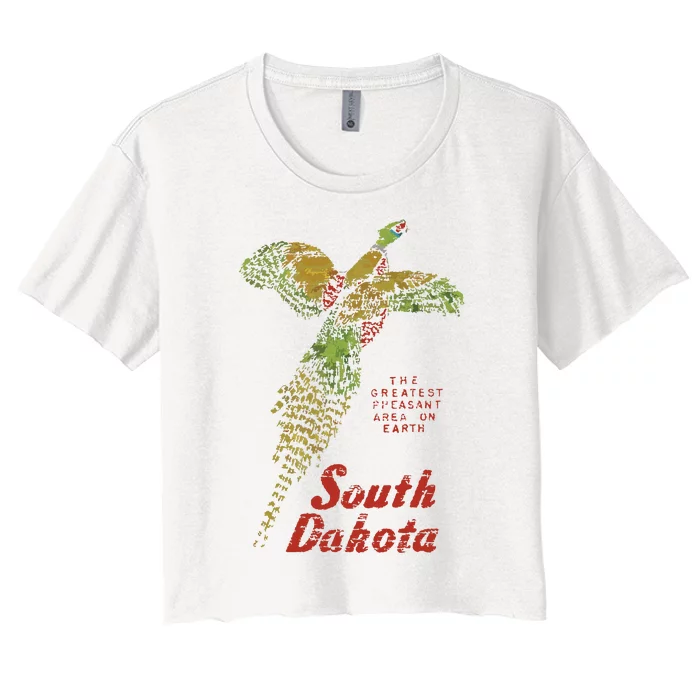 Vintage South Dakota Pheasant Women's Crop Top Tee