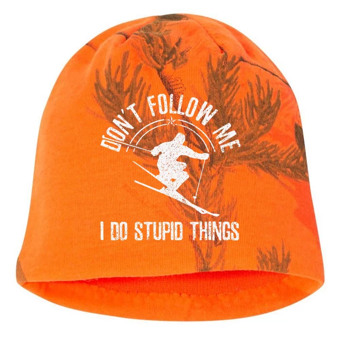 vintage Ski Don't Follow Me Skiing Freestyle Skier Kati - Camo Knit Beanie