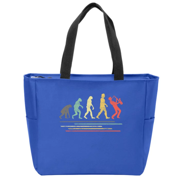 Vintage Saxophonist Evolution Saxophone Player Gift Zip Tote Bag