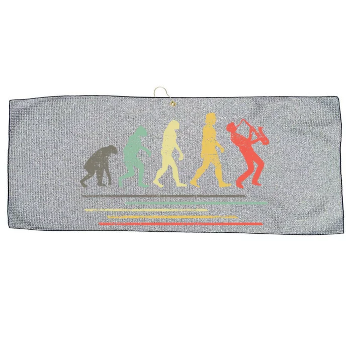 Vintage Saxophonist Evolution Saxophone Player Gift Large Microfiber Waffle Golf Towel