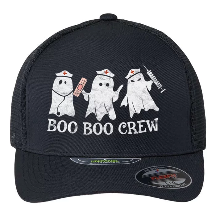 Vintage School Er Rn Icu Halloween Ghost Boo Boo Crew Nurse Gift Flexfit Unipanel Trucker Cap