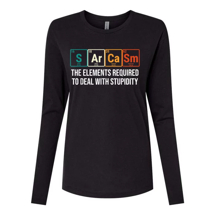 Vintage Sarcasm Elements Stupidity Chemistry Science Womens Cotton Relaxed Long Sleeve T-Shirt