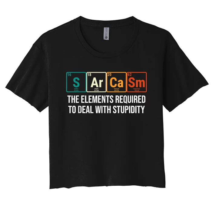 Vintage Sarcasm Elements Stupidity Chemistry Science Women's Crop Top Tee