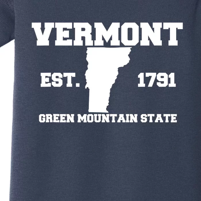 Vermont Souvenir Est 1791 Green Mountain For Men Women Kids Baby Bodysuit