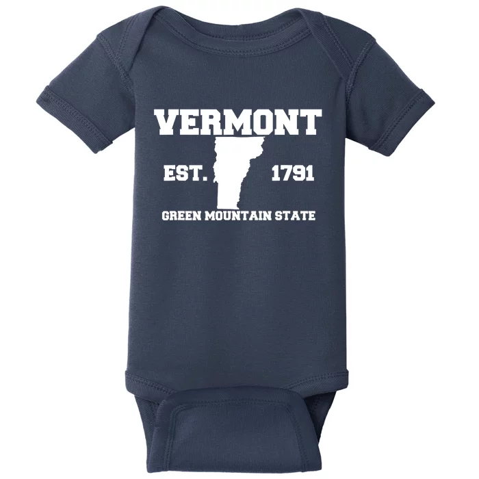 Vermont Souvenir Est 1791 Green Mountain For Men Women Kids Baby Bodysuit