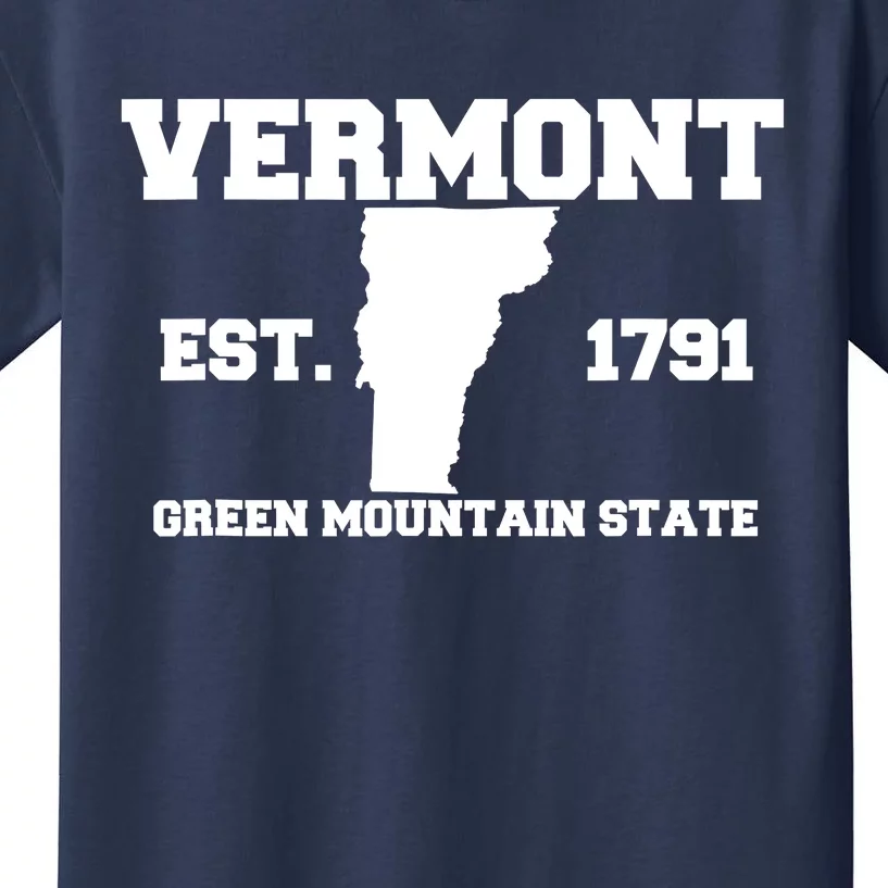 Vermont Souvenir Est 1791 Green Mountain For Men Women Kids Kids T-Shirt