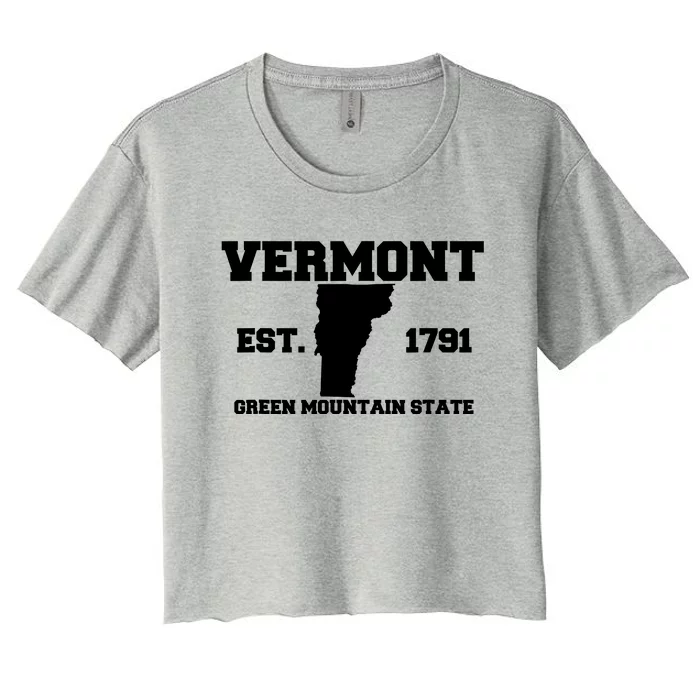 Vermont Souvenir Est 1791 Green Mountain For Men Women Kids Women's Crop Top Tee