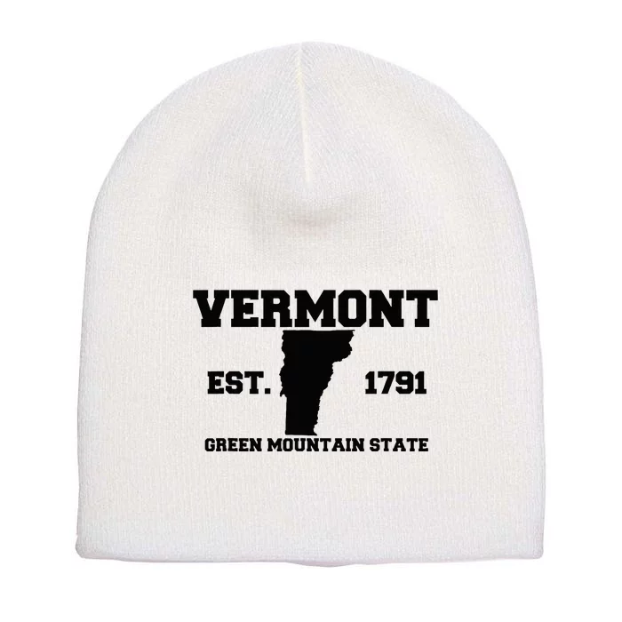 Vermont Souvenir Est 1791 Green Mountain Short Acrylic Beanie