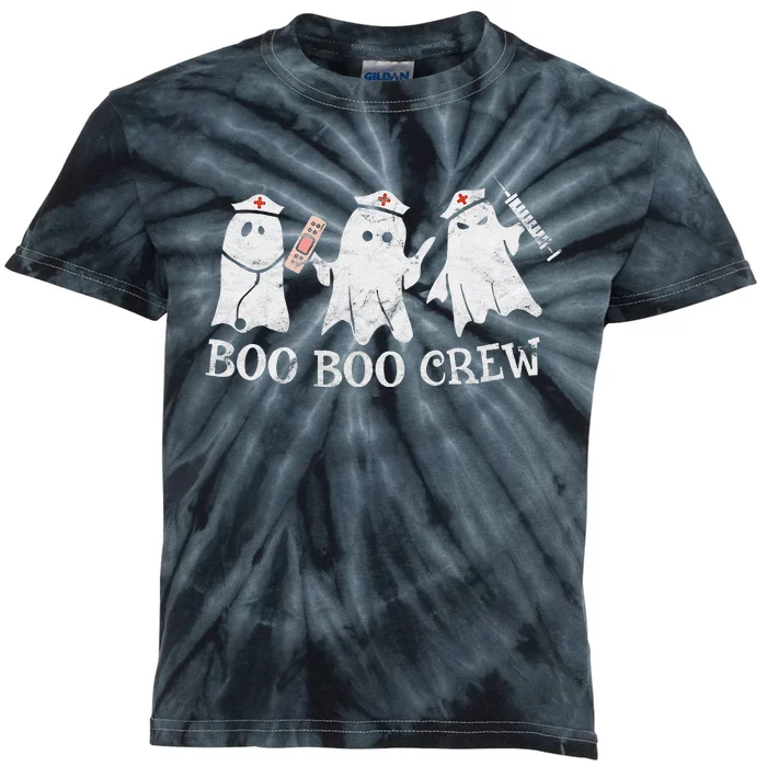 Vintage School ER RN ICU Halloween Ghost Boo Boo Crew Nurse Kids Tie-Dye T-Shirt