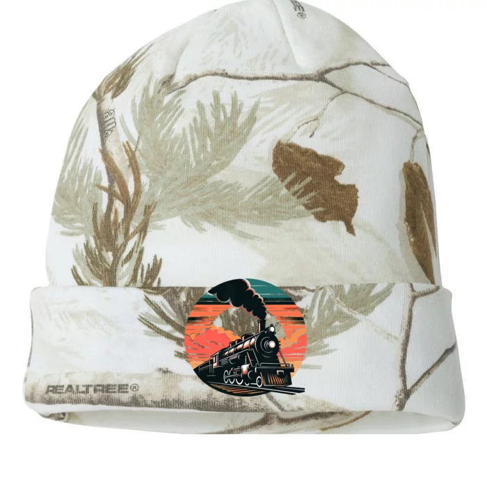 Vintage Steam Engine Train Locomotive Cool Sunset Railroad Kati - 12in Camo Beanie