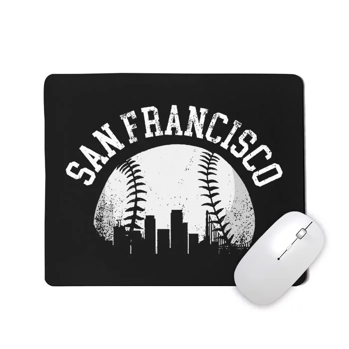 Vintage San Francisco Baseball Skyline Retro California SF Mousepad