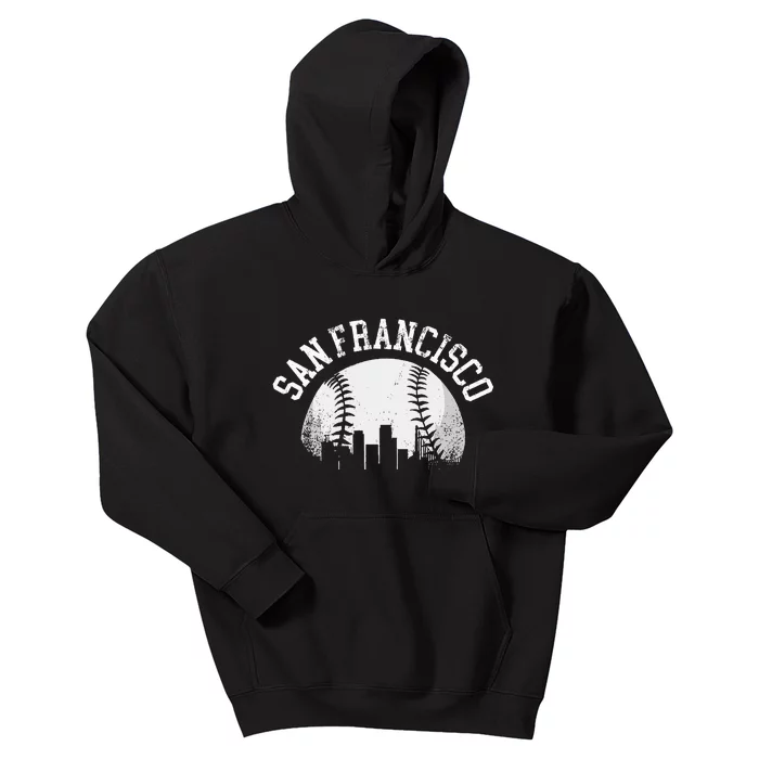 Vintage San Francisco Baseball Skyline Retro California SF Kids Hoodie