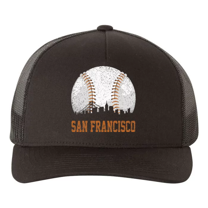 Vintage San Francisco Cityscape Baseball Lover Player Fans Yupoong Adult 5-Panel Trucker Hat