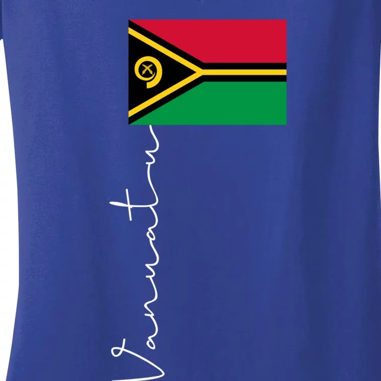 Vanuatu Signature Flag Pole Patriotic Cool Gift Women's V-Neck T-Shirt