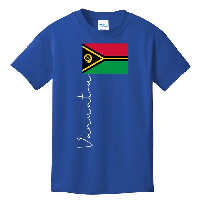 Vanuatu Signature Flag Pole Patriotic Cool Gift Kids T-Shirt