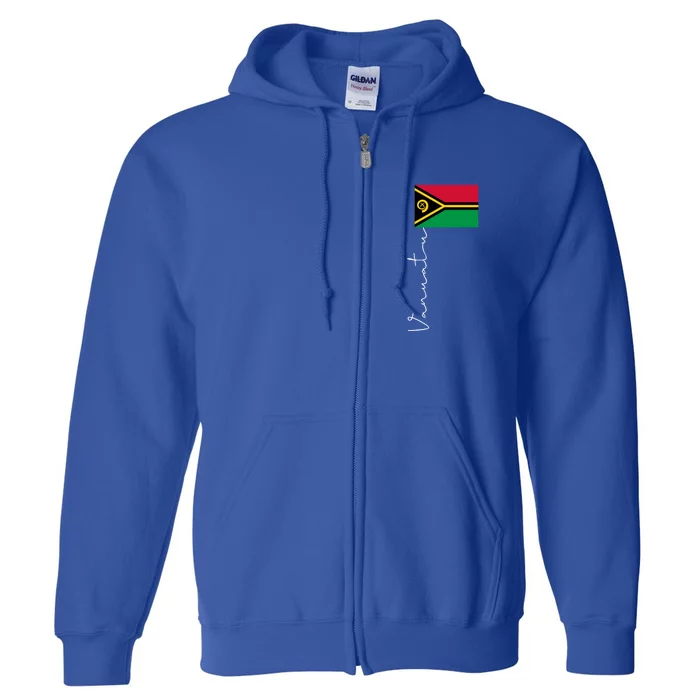 Vanuatu Signature Flag Pole Patriotic Cool Gift Full Zip Hoodie