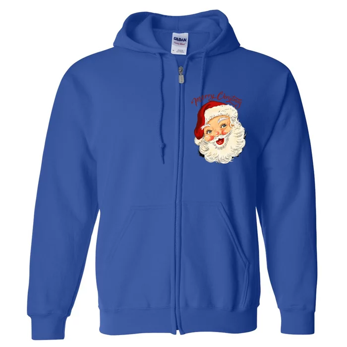 Vintage Santa Face Old Fashion Christmas Santa Claus Retro Gift Full Zip Hoodie