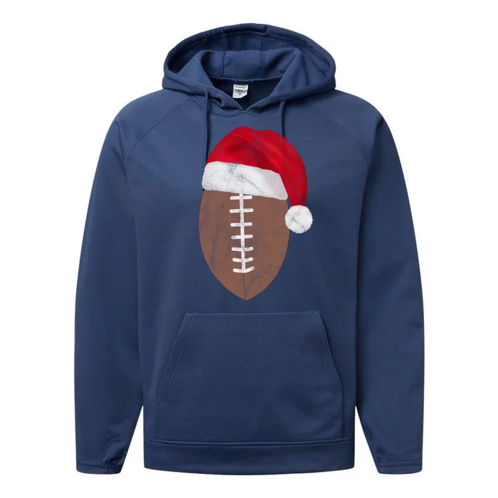 Vintage Santa Football Lover Christmas Performance Fleece Hoodie