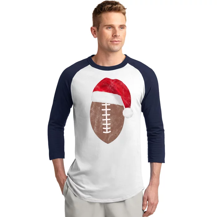 Vintage Santa Football Lover Christmas Baseball Sleeve Shirt