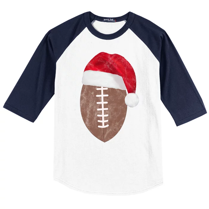 Vintage Santa Football Lover Christmas Baseball Sleeve Shirt