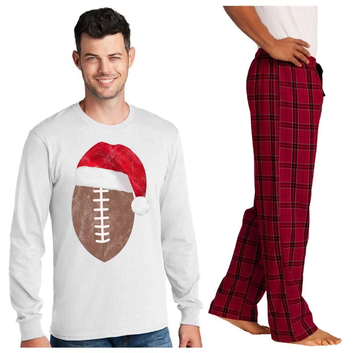 Vintage Santa Football Lover Christmas Long Sleeve Pajama Set