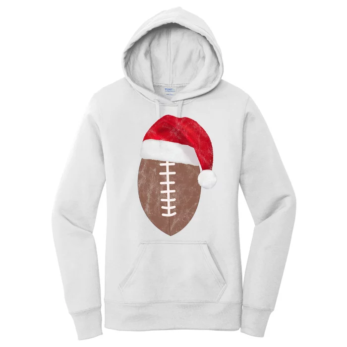 Vintage Santa Football Lover Christmas Women's Pullover Hoodie