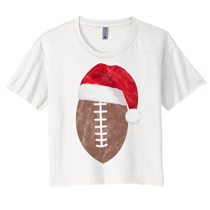 Vintage Santa Football Lover Christmas Women's Crop Top Tee