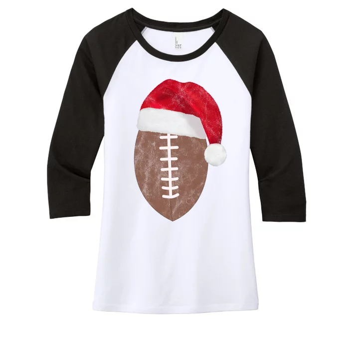 Vintage Santa Football Lover Christmas Women's Tri-Blend 3/4-Sleeve Raglan Shirt