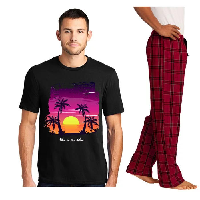 Vintage Sunset Fun In The Sun Summer Beach Funny Gift Pajama Set