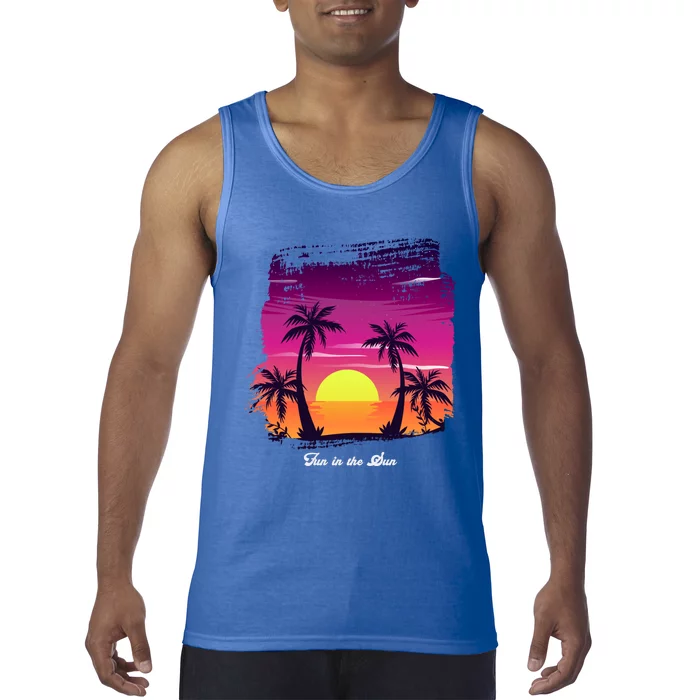 Vintage Sunset Fun In The Sun Summer Beach Funny Gift Tank Top