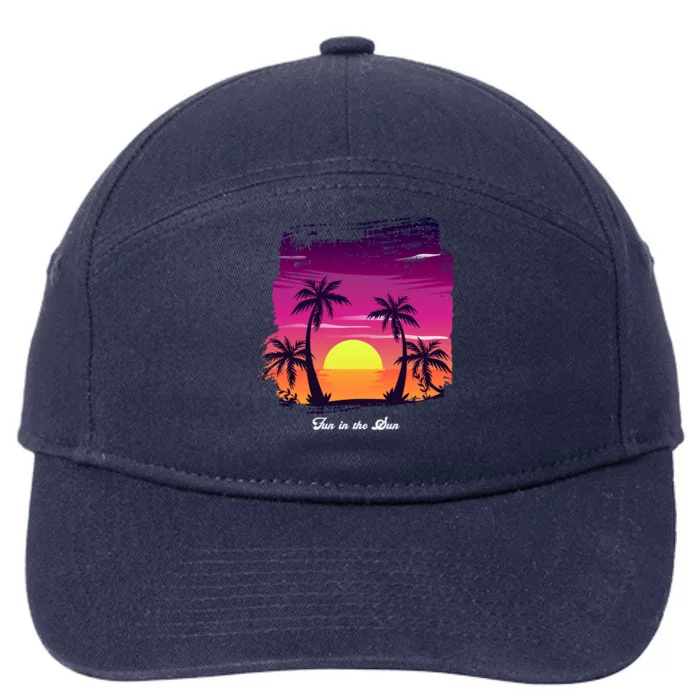 Vintage Sunset Fun In The Sun Summer Beach Funny Gift 7-Panel Snapback Hat