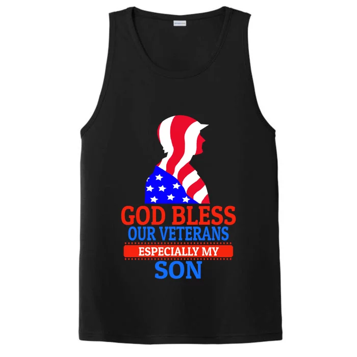 Veteran Son For Proud Dad Mom Mother Father Cool Gift Performance Tank