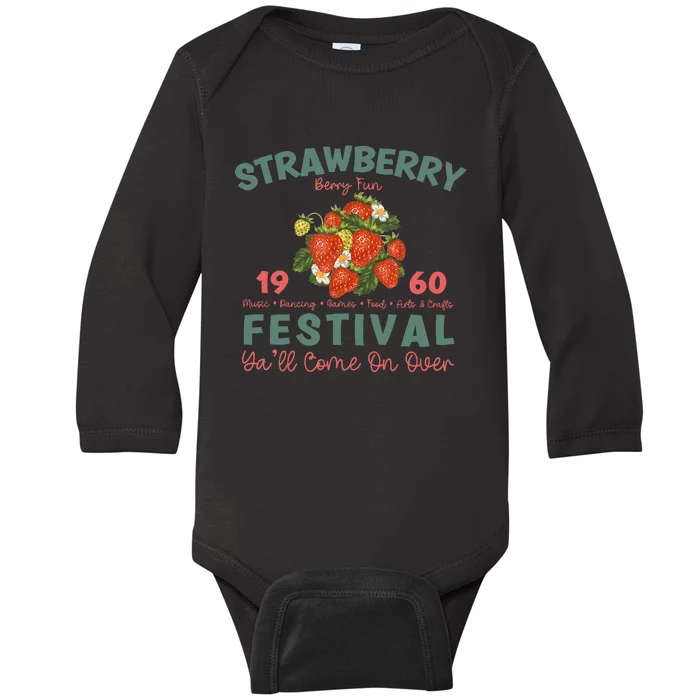 Vintage Strawberry Festival A Berry Good Times Garden Baby Long Sleeve Bodysuit