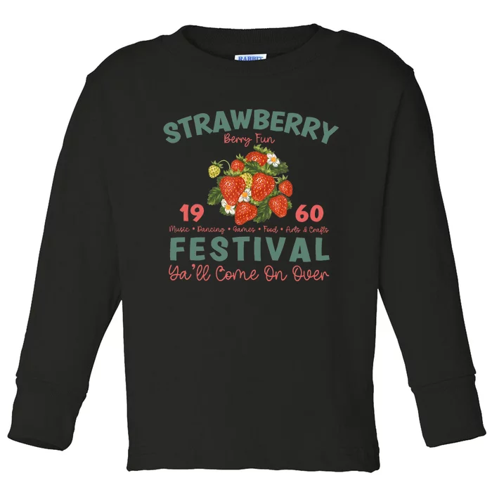 Vintage Strawberry Festival A Berry Good Times Garden Toddler Long Sleeve Shirt