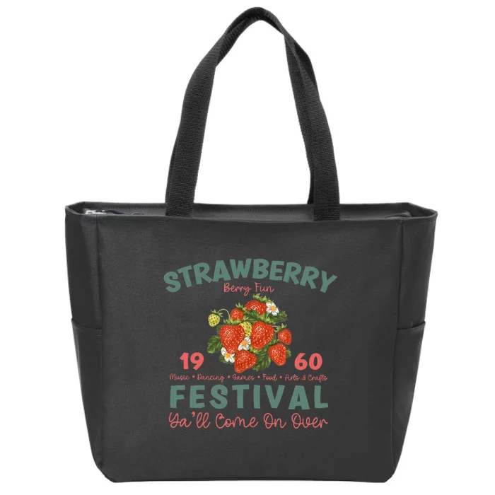 Vintage Strawberry Festival A Berry Good Times Garden Zip Tote Bag