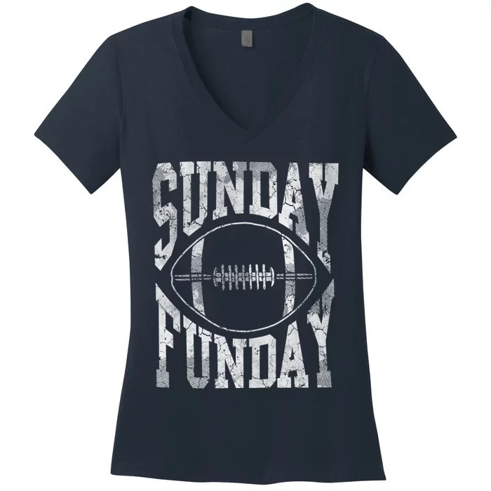 Vintage Sunday Funday Football Hoodie Women's V-Neck T-Shirt