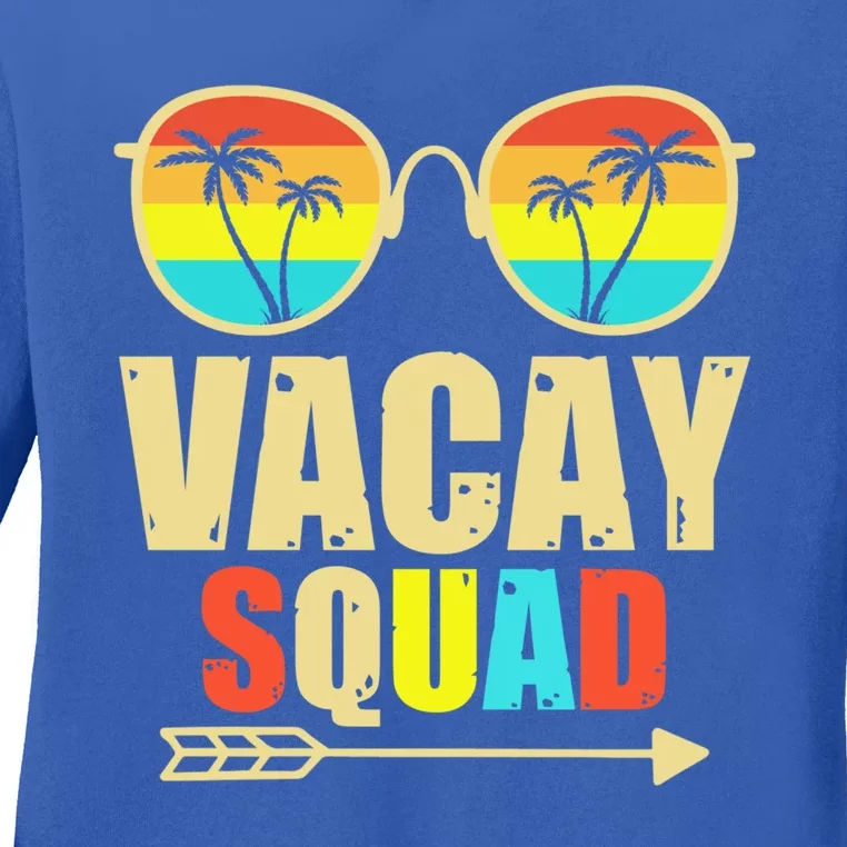 Vacay Squad Funny Beach Trip 2024 Summer Vacation Family Funny Gift Ladies Long Sleeve Shirt