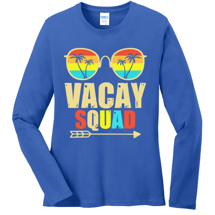 Vacay Squad Funny Beach Trip 2024 Summer Vacation Family Funny Gift Ladies Long Sleeve Shirt