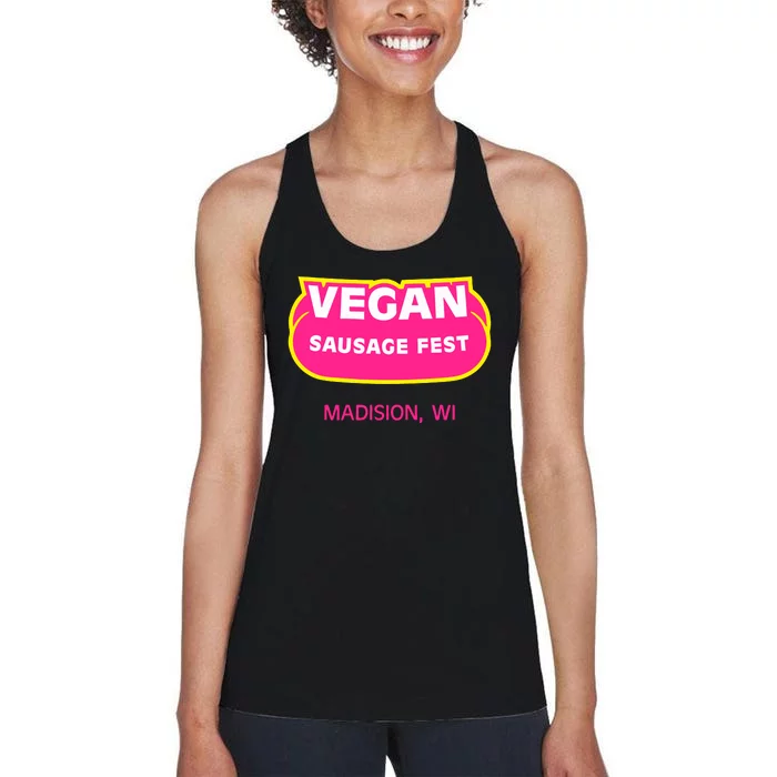 Vegan Sausage Fest Madison Wi Women's Racerback Tank